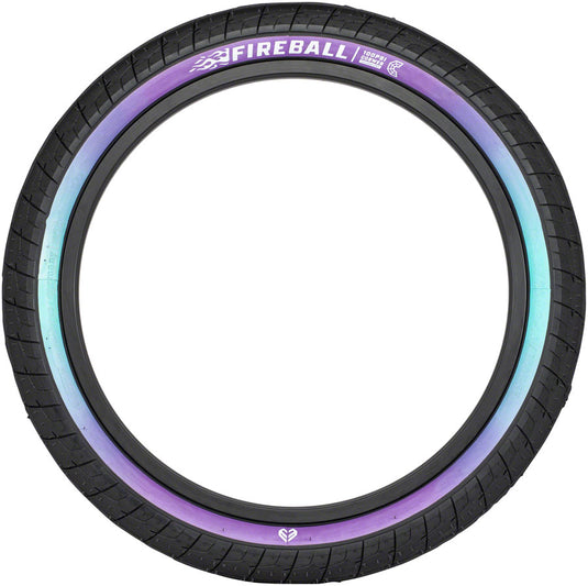 Eclat Fireball Tire 20 x 2.3 TPI 60 PSI 100 Clincher Wire Purple/Teal Fade BMX