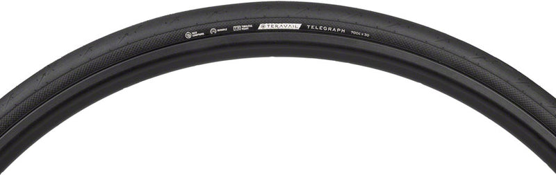 Load image into Gallery viewer, Teravail Telegraph Tire - 700 x 30, Tubeless, Folding, Black, Durable
