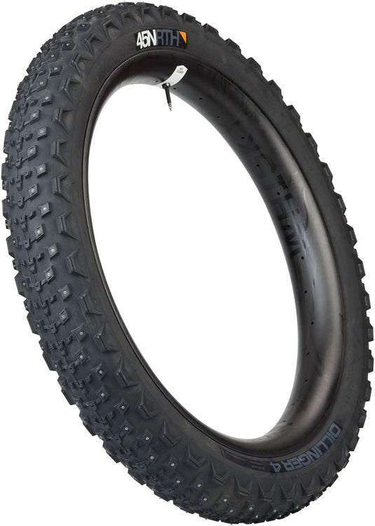 45NRTH Dillinger 4 Tire - 27.5 x 4.0, Tubeless, Folding, Black, 60 TPI, 168 Carbide Steel Studs