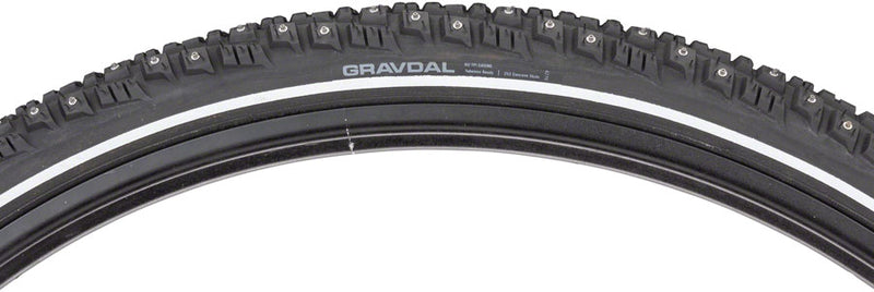 Load image into Gallery viewer, 45NRTH Gravdal Tire 700x38 Tubeless Folding Blk 60tpi 252 Concave Carbide Studs
