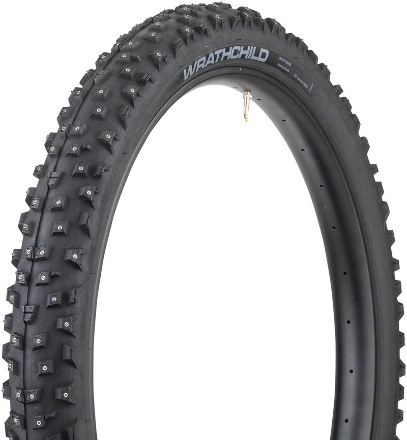 Load image into Gallery viewer, 45NRTH Wrathchild Tire 27.5 x 3.0 Tubeless Blk 60tpi 252 Concave Carbide Studs
