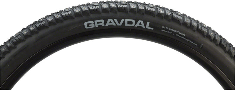 Load image into Gallery viewer, Pack of 2 45NRTH Gravdal Tire 26 x 2 Clincher Steel Black 33tpi 216 Carbide Steel Studs
