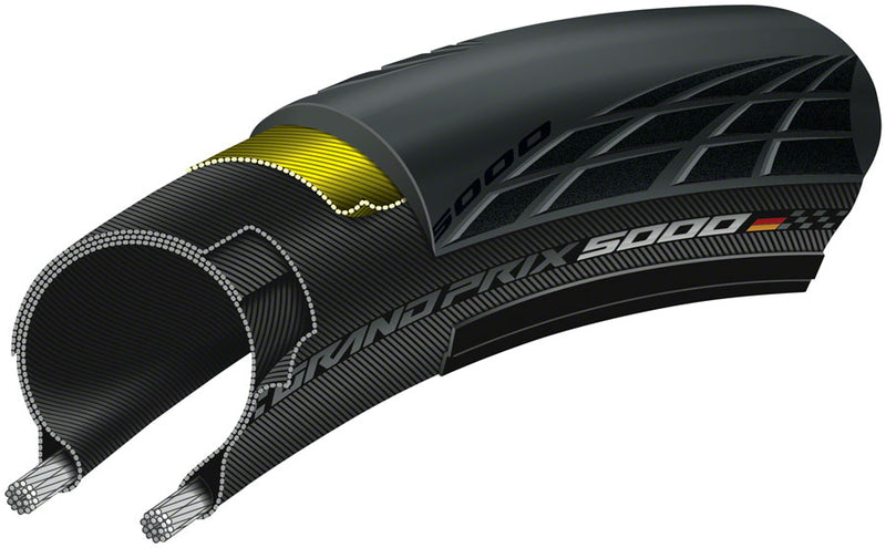 Load image into Gallery viewer, Continental Grand Prix 5000 Tire 700 x 25 Clincher Wire Black 330tpi
