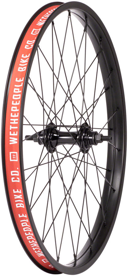 Load image into Gallery viewer, We The People Audio Front Wheel - 22&quot; , 3/8&quot; Female Bolt, 36H, Nylon Hubguards, Black
