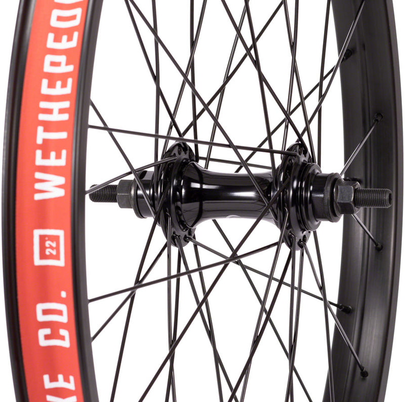 Load image into Gallery viewer, We The People Audio Front Wheel - 22&quot; , 3/8&quot; Female Bolt, 36H, Nylon Hubguards, Black
