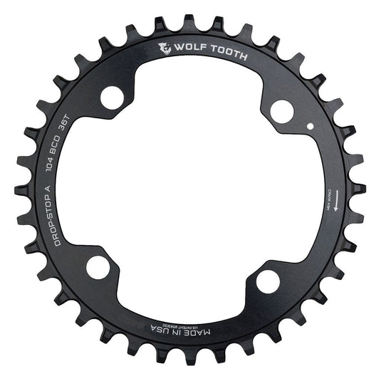 Wolf Tooth Drop Stop A Chainrings 32t 104 BCD 9/10/11/12-Speed 47g Aluminum Blk