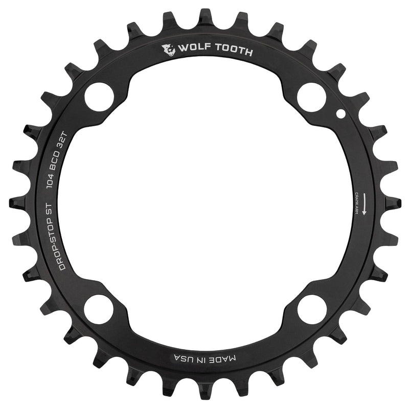 Load image into Gallery viewer, Wolf Tooth Drop Stop A Chainrings 32t 104 BCD 9/10/11/12-Speed 47g Aluminum Blk
