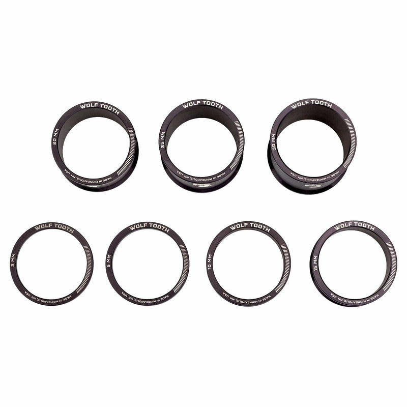 Load image into Gallery viewer, Wolf Tooth Components Headset Spacer Kit 3, 5,10, 15mm, Fits 1 1/8&quot; Steerers Red
