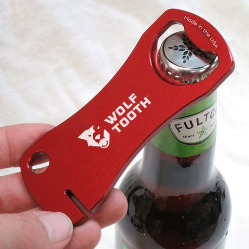 Wolf Tooth Bottle Opener With Rotor Truing Slot - Aluminum, Red, USA Made