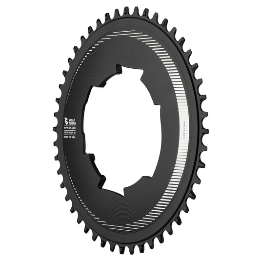 Wolf Tooth Aero 107 BCD Chainring - 48t, Optimized for SRAM Eagle and Flaptop Chains, Drop-Stop B, Black