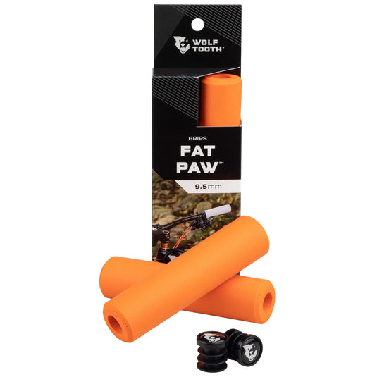 Wolf Tooth Components Fat Paw Grips Orange Dual Density Silicone Bar End Plugs