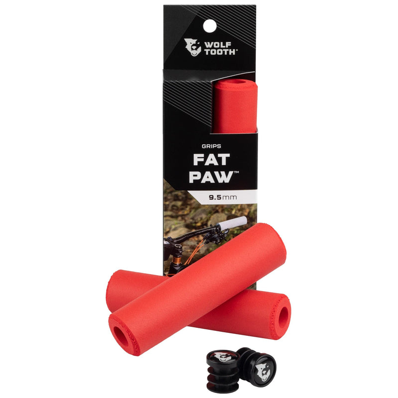 Load image into Gallery viewer, Wolf Tooth Components Fat Paw Grips Orange Dual Density Silicone Bar End Plugs
