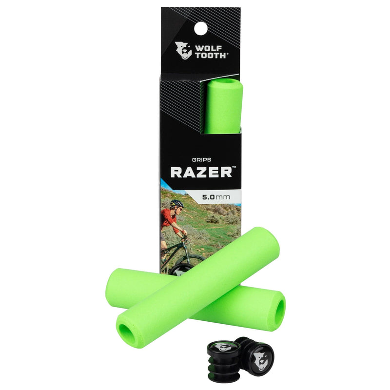 Load image into Gallery viewer, Wolf Tooth Razer Handlebar Grips 5mm Orange Silicone Weather Resistant
