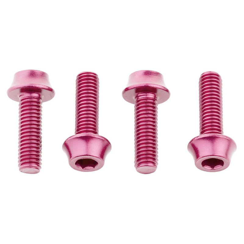 Load image into Gallery viewer, Wolf Tooth Water Bottle Cage Bolts, M5x15mm, 4 Piece, Aluminum, Red
