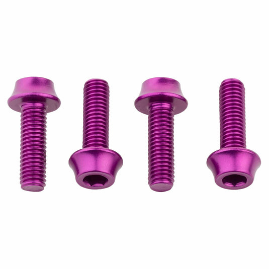 Wolf Tooth Water Bottle Cage Bolts, M5x15mm, 4 Piece, Aluminum, Red