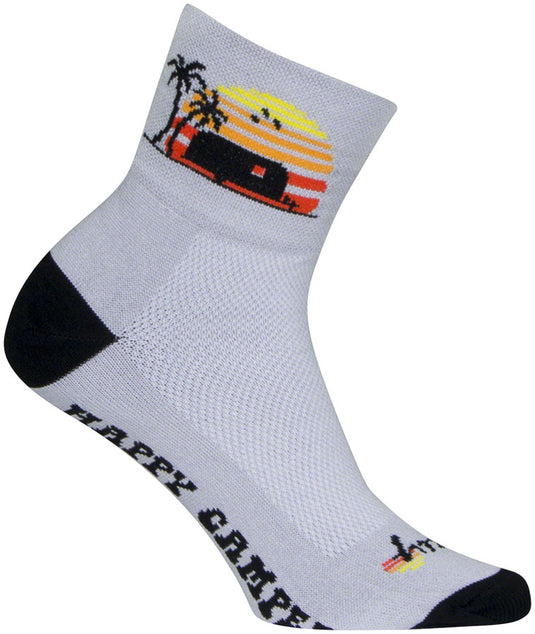 SockGuy Classic Happy Camper Socks - 3", Gray/Black/Orange, Large/X-Large