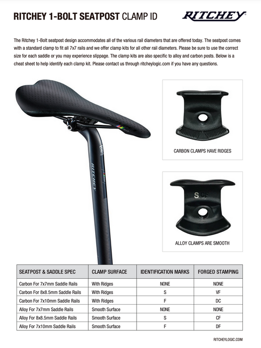 Ritchey WCS 1-Bolt Seatpost 27.2 350mm 0 Offset Matte Black SideBinder Clamp