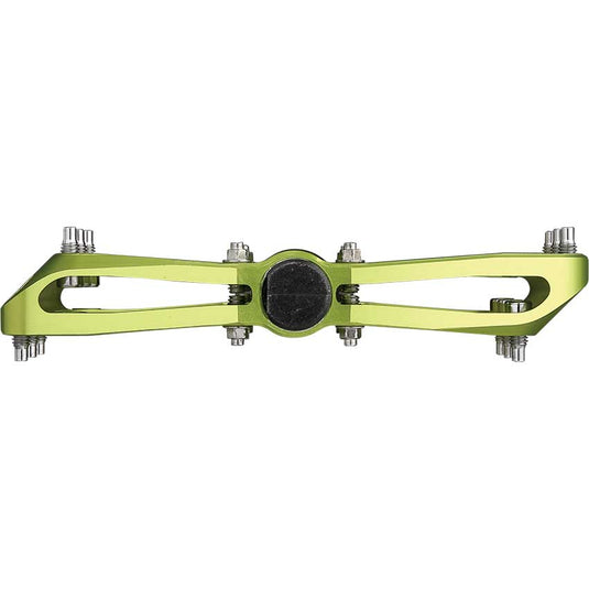 Spank Spoon 100 Platform Pedals 9/16" Concave Alloy Body Replaceable Pins Green