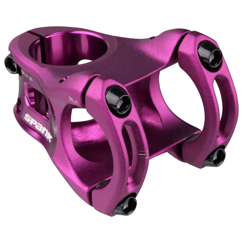 Load image into Gallery viewer, SPANK SPLIT Stem 38mm Purple Aluminum | Ultra-Short Stack Height And True 0-Deg
