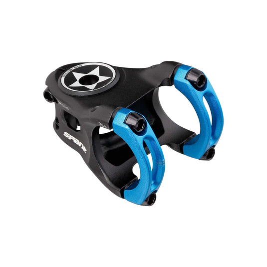 SPANK SPLIT 35 Stem 40mm Blue Aluminum | Ultra-Short Stack Height And True 0-Deg